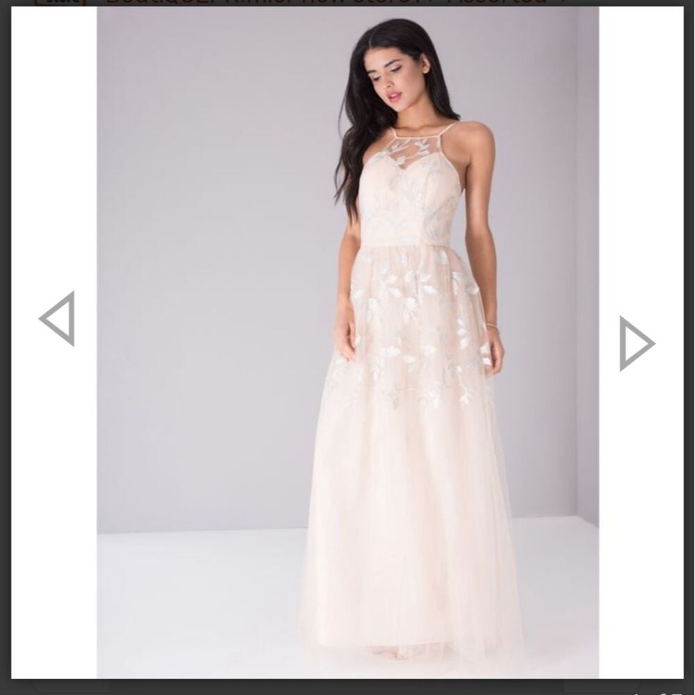 Chi Chi London Embroidered silver flower tulle full skirt Halter  Maxi Dress